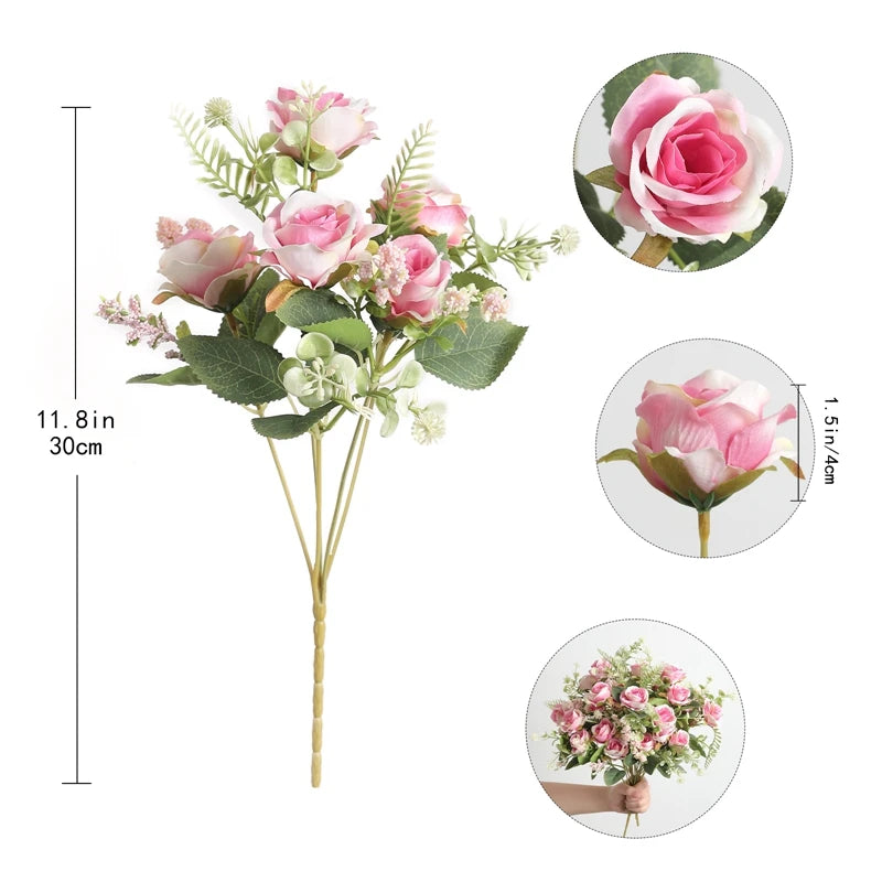 1/3Pcs Artificial Rose Flowers Bouquet for Home Room Decor Fake Flowers Garden Wedding Party Decoration Outdoor Christmas Decor