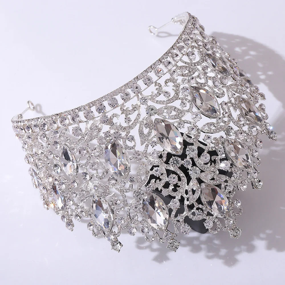 KMVEXO Luxury Big Forest Crystal Rhinestone Crown Wedding Tiara Bridal Hair Accessories Crown Party Wedding Headwear Gift