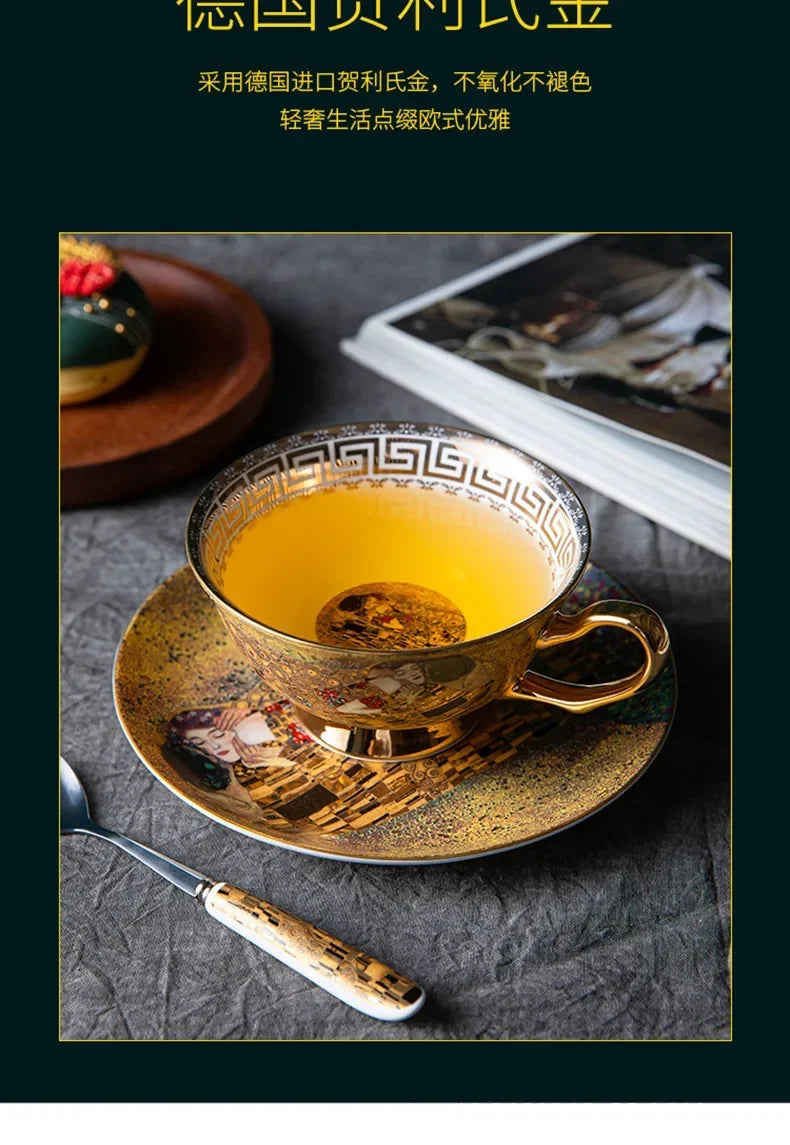 European style coffee cup high-value gift box set, tea tray, bone china, ceramic cup, tea set, afternoon tea gift