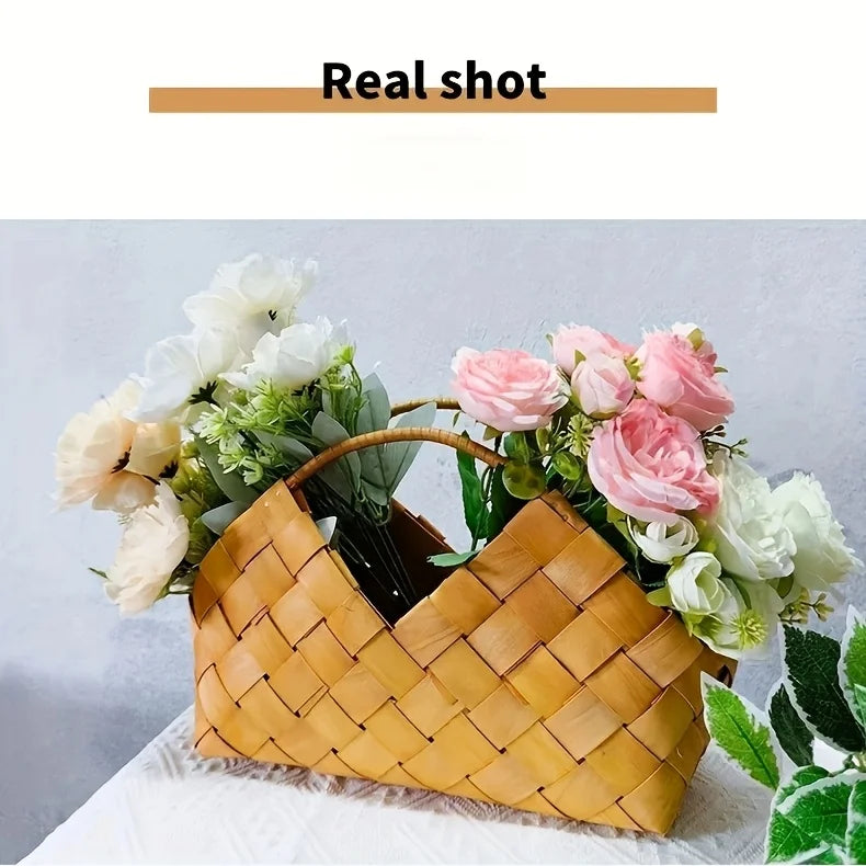 A handmade gift basket, a romantic flower basket, suitable for home and living room decoration