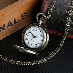 Vintage Bronze Navy Quartz Pocke with Necklace Chain Cool Pendant Clock Commemorative Collection Gift for Men Male Kids Watches