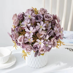 Artificial Flower Silk Rose Christmas Home flowervase Decor Bonsai Room Wedding Bride Bouquet yard  festival Party Diy Hot sale