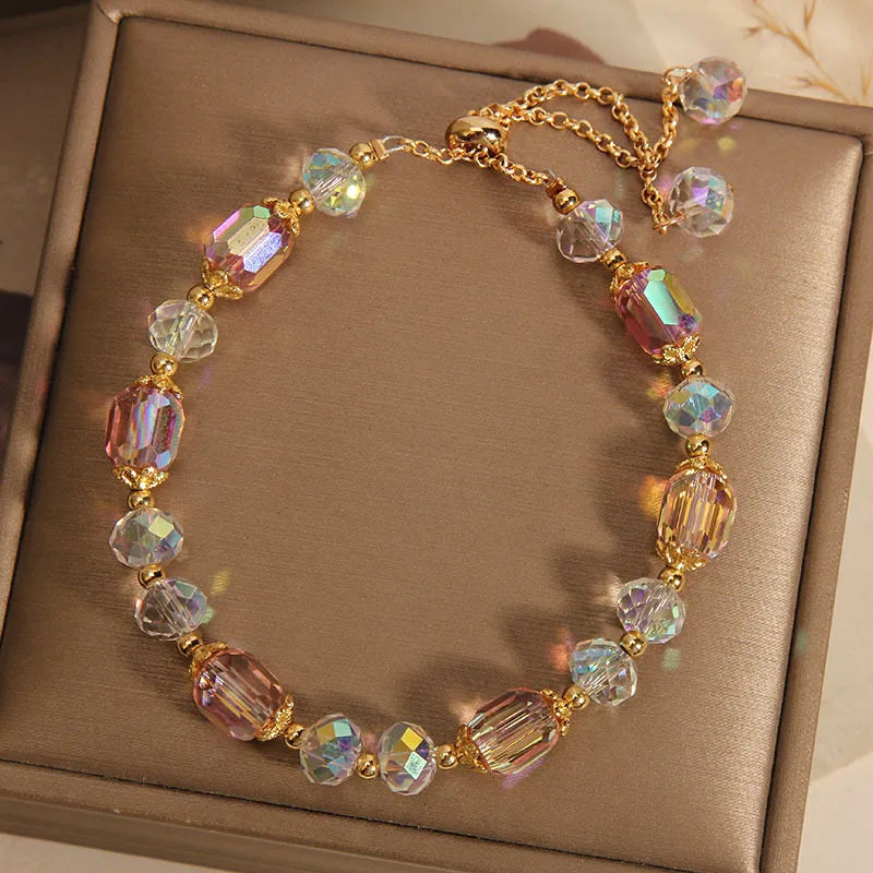 Fashion Shiny Crystal Hand Woven Bracelet for Women Personalized Exquisite Cuffs Bracelet Jewelry Accessories Anniversary Gift
