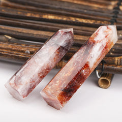 Red Gum Flower Hexagonal Prisms Obelisk Crystal Single Pointed Hexagonal Home Decoration Crystal Tower Crafts Gift