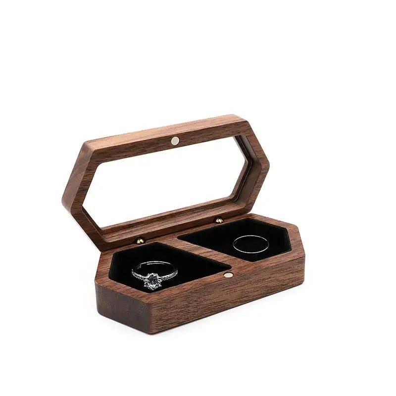 Ring Box Jewelry Storage Engagement Wedding Ceremony Ring Proposal Ring Rustic Wedding Gift for Girl Walnut Wood