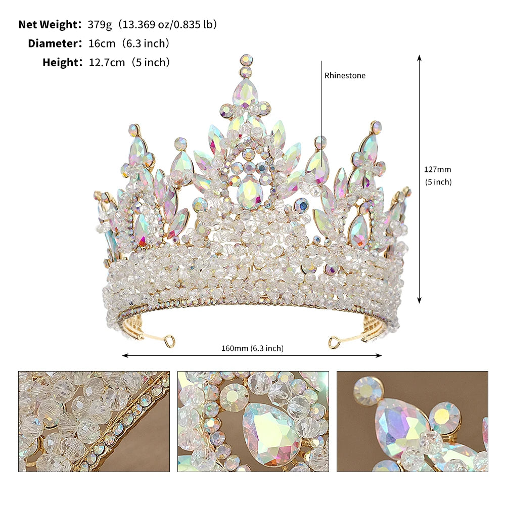 Luxury  Zircon Wedding Crown Bridal Headwear Brithday Party Crystal Rhinestone Headband Handwork Headpiece for Women Tiaras