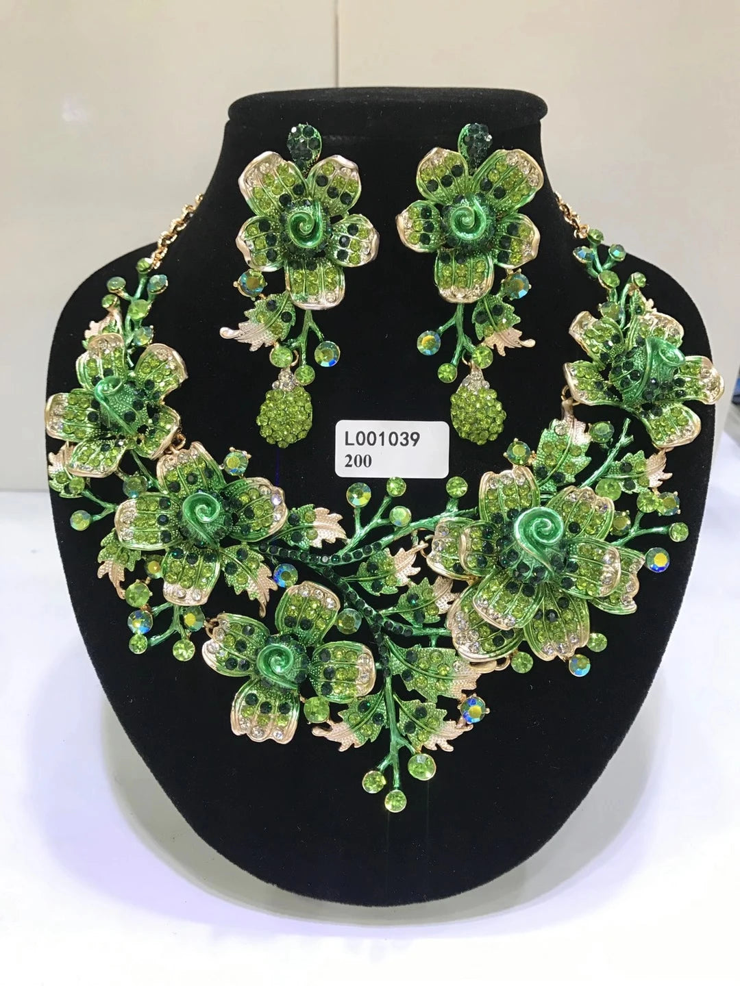 Wedding Dubai Jewelry Sets For Women Big necklace sets necklace Crystal Rhinestone Brides Flower Necklace Earring Set