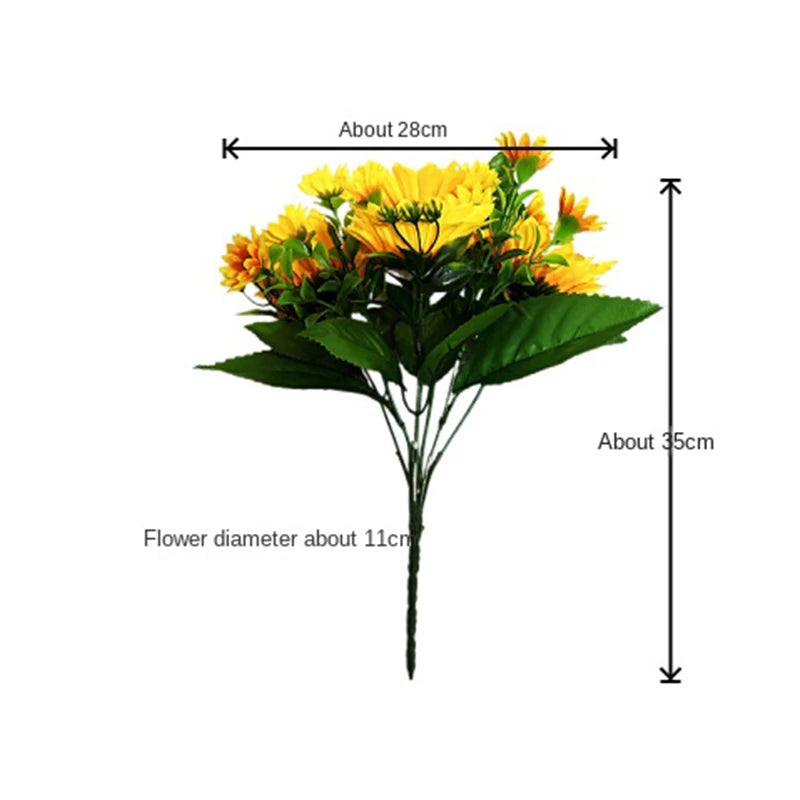 Artificial Sunflower Bouquet Silk Sunflower Fake Flowers DIY Wedding Bouquet Decoration Arrangement Party Home Decor Gift