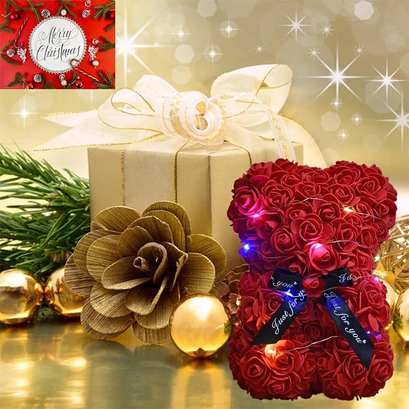 1pc Artificial Rose Bear Flower a Gift for Women Christmas Valentine's Day Birthday Anniversary Supplies  Party Decoration