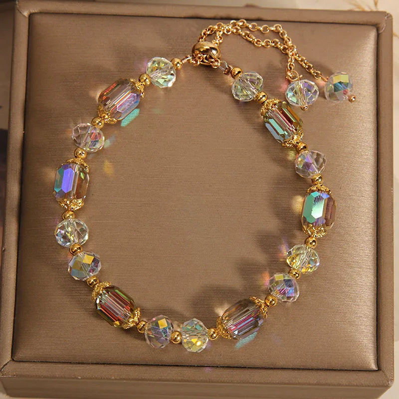 Fashion Shiny Crystal Hand Woven Bracelet for Women Personalized Exquisite Cuffs Bracelet Jewelry Accessories Anniversary Gift