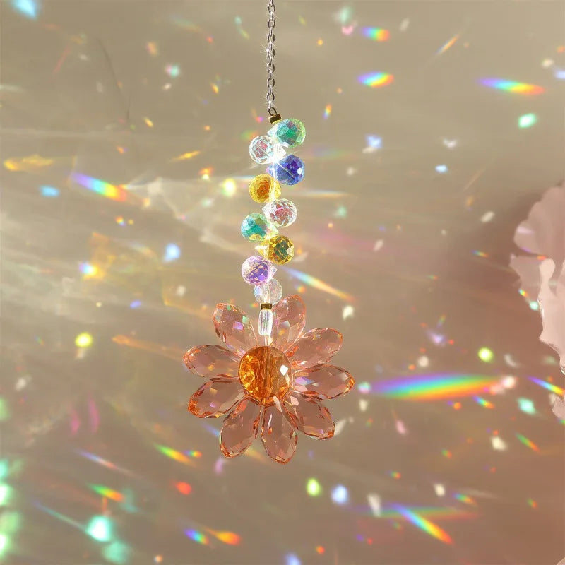 Crystal Sunflower Suncatchers Hanging Christmas Crystal Window Sun Catchers for Fall Rainbow Maker Indoor Outdoor Garden Gift