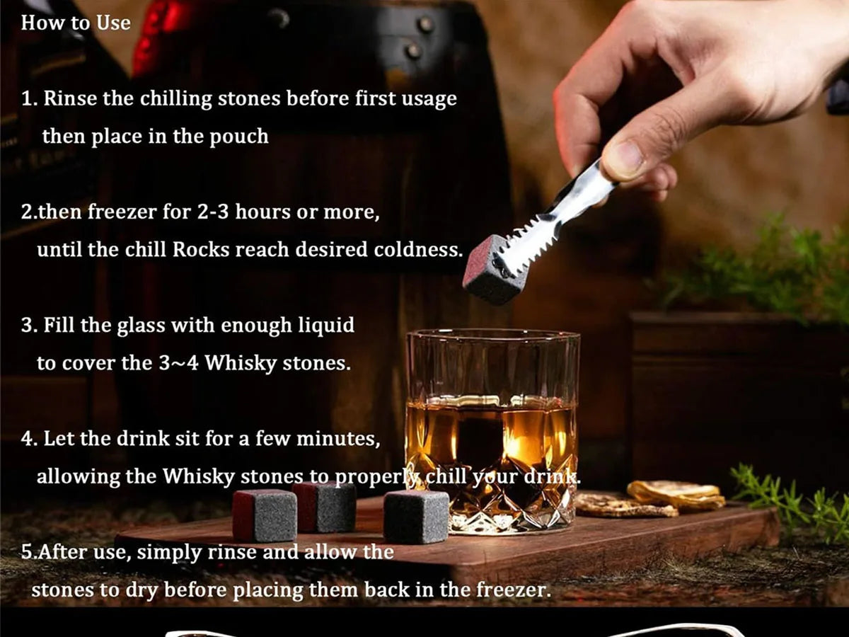 Whiskey Gifts for Men Father's Day Present Whiskey Granite Chilling Stones Scotch Bourbon for Dad Husband Birthday Party Wedding