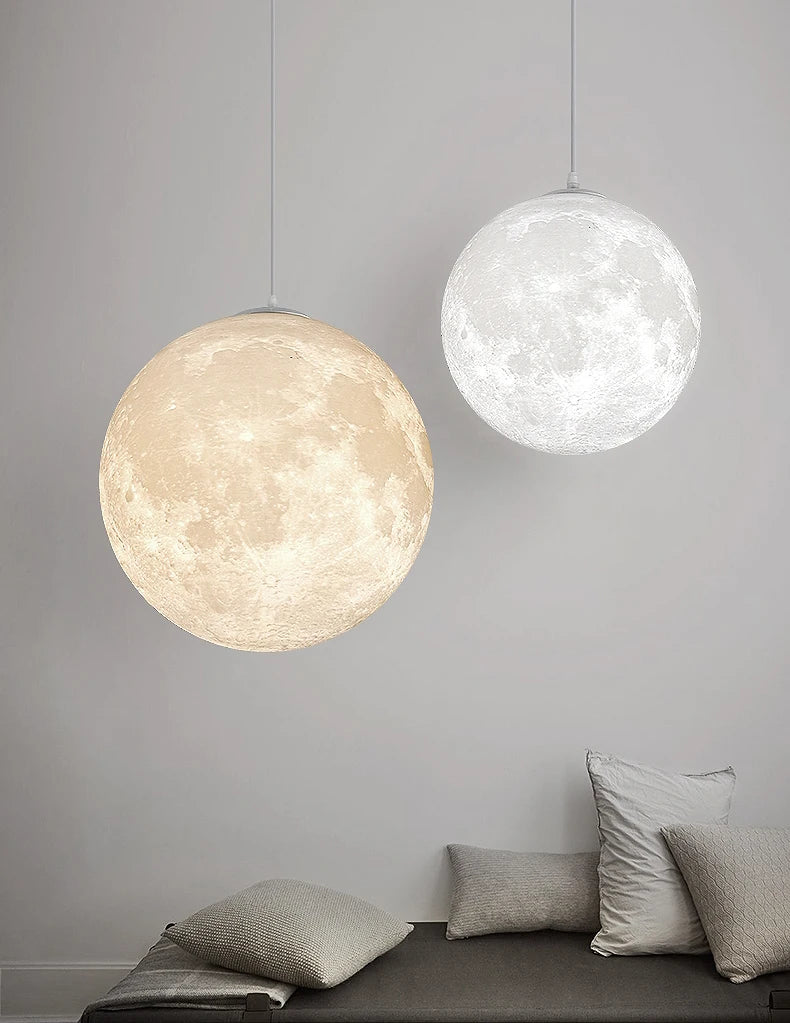 Nordic Ceiling Chandelire 3D Printing Moon Light Children's Room Bedroom Kitchen Pendant Lamp Indoor Decor Planet Small Chandeli