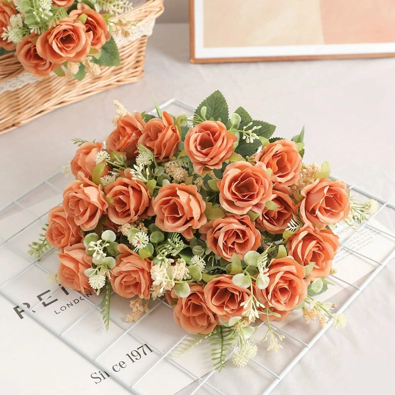 1/3Pcs Artificial Rose Flowers Bouquet for Home Room Decor Fake Flowers Garden Wedding Party Decoration Outdoor Christmas Decor