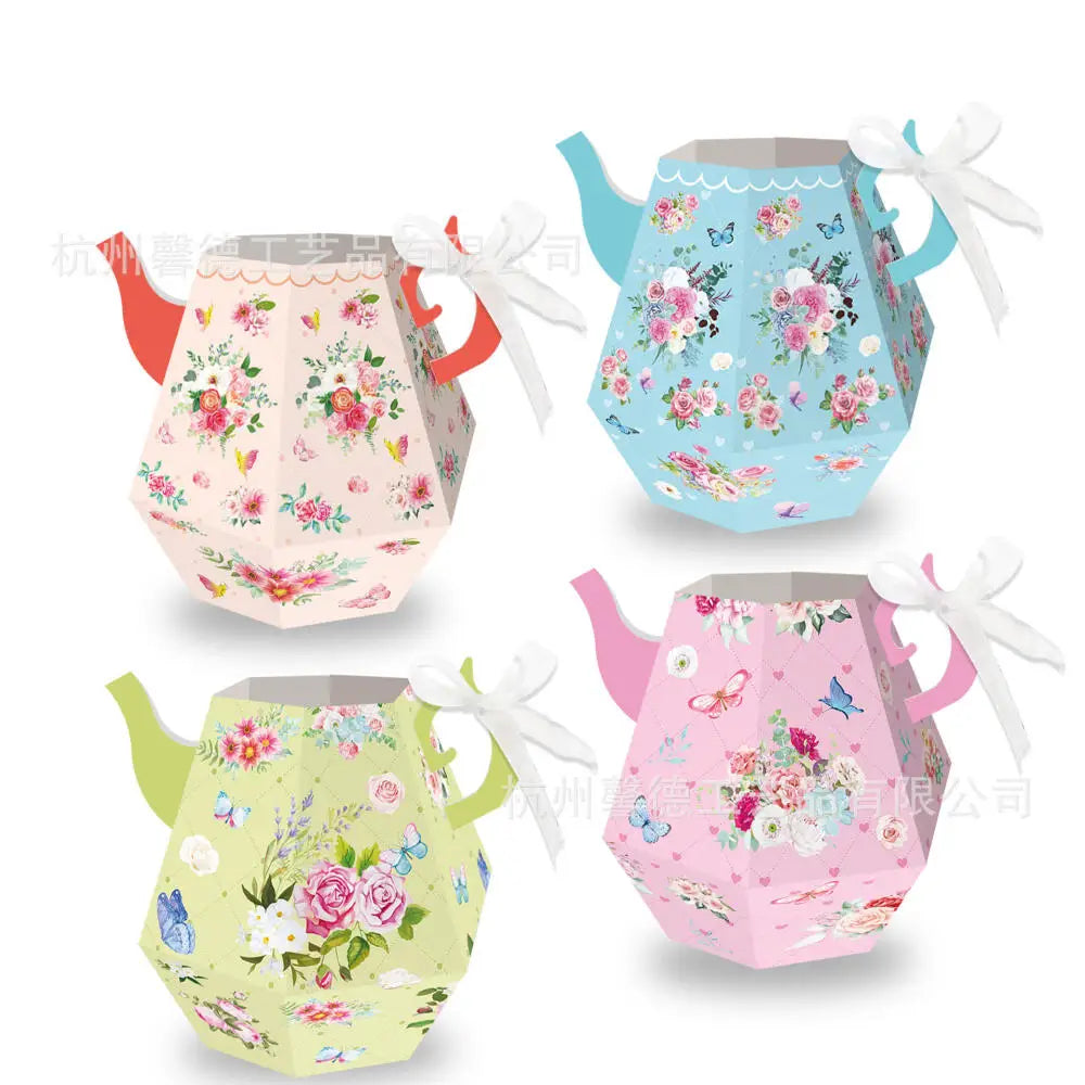 12Pcs Elegant Tea Pot Shaped Flower Boxes Tea Party Decorations Princess Party Floral Teapot Centerpieces for Tables Teapot Vase