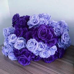 9Heads Roses Bouquet Artificial Flower purple dark purple Rose Fake Rose Living Room Decoration Wedding Livingroom decor Love