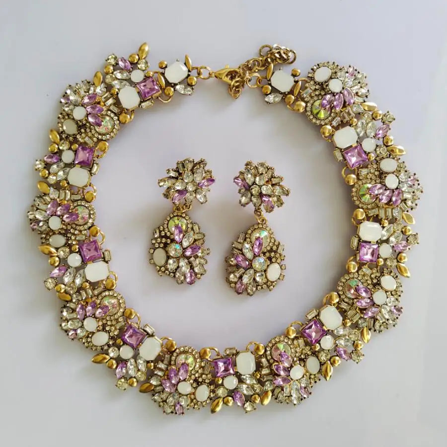 2025 New Fashion Green Crystal Rhinestone Large Collar Big Big Choker Necklace Women Statement Indian Necklace Wedding Jewelry