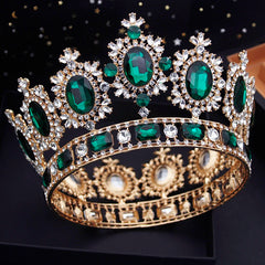 Vintage Royal Queen Wedding Crown Large Diadem Crystal Tiaras Circle Prom Pageant Headdress Bridal Jewelry Head Ornaments