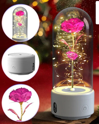 Creative 2 In 1 Rose Flowers Light And Bluetooth Speaker as Valentine's Day Gift