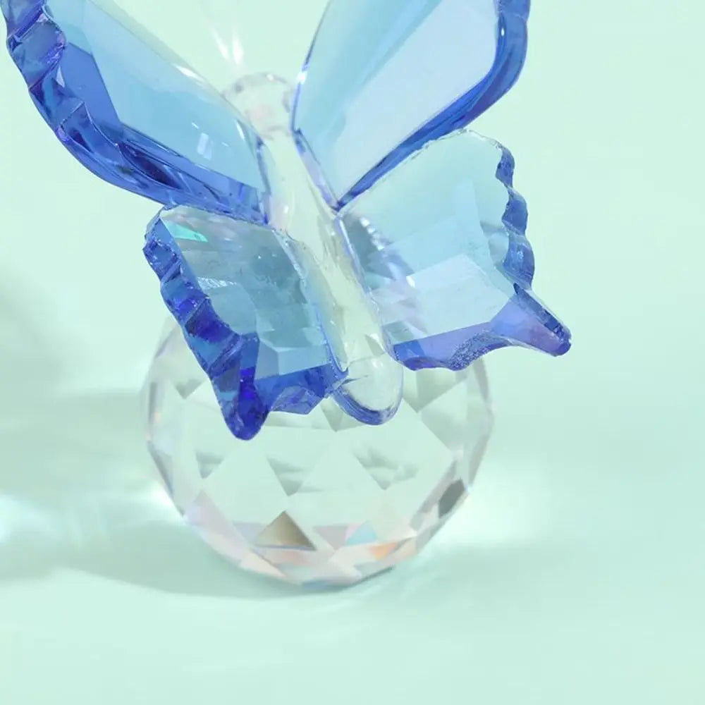 Crystal Butterfly with Ball Figurine Home Wedding Decoration Glass Craft Collection Paperweight Table Ornaments Souvenir Gifts