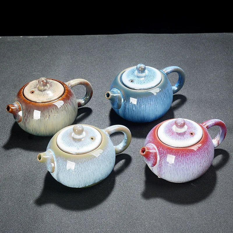 Kiln Change Tianmu Glaze Teapot Household Ceramic Kung Fu Tea Set Longdan Pot Jianzhan Bubble Teapot Xishi Pot