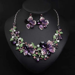 Zlxgirl jewelry Classice Fashion women's wedding jewelry sets colorful Enamel flower necklace with earring accessory