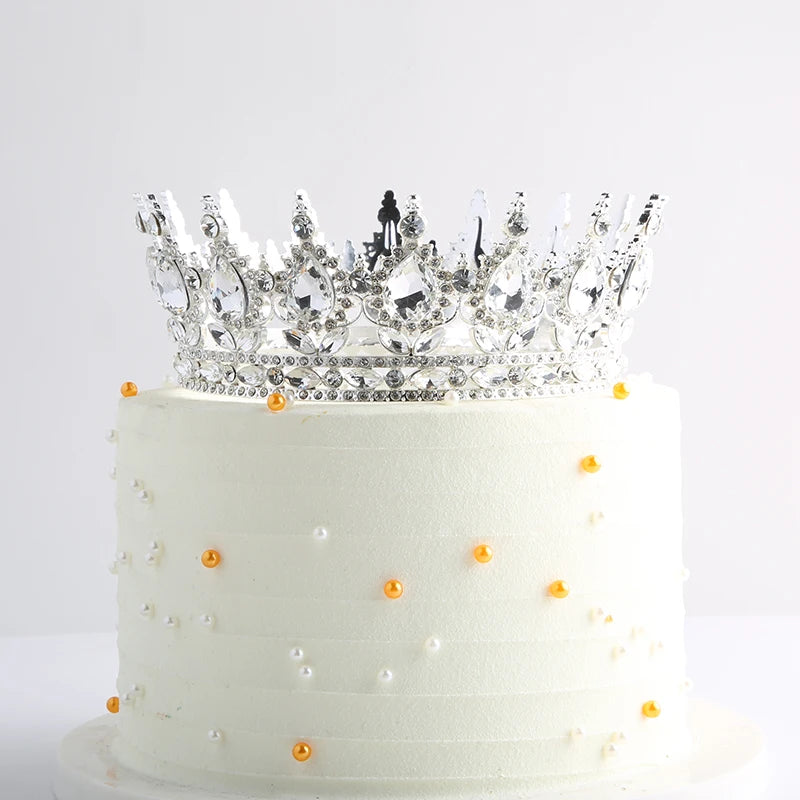 Beautiful Crystal Large Crown Cake Decoration Crown Cake Topper for Gril Birthday Party Cake Decorations