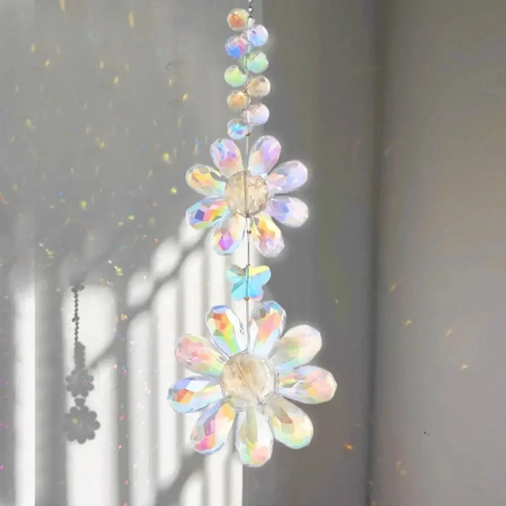 Crystal Sunflower Suncatchers Hanging Christmas Crystal Window Sun Catchers for Fall Rainbow Maker Indoor Outdoor Garden Gift