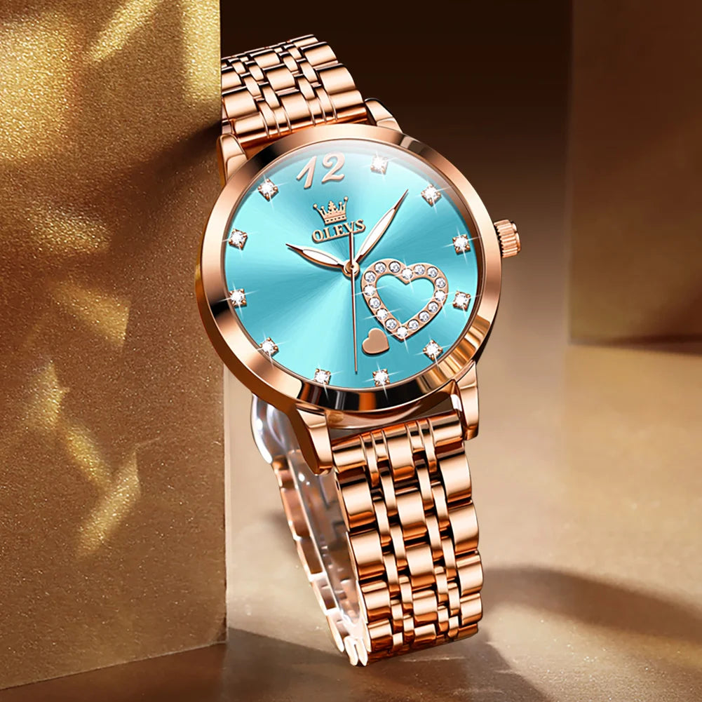 OLEVS New Diamond Women Quartz Watches Creative Love Dial Women's Wrist Watches Ladies  Waterproof Female Relogio Feminino