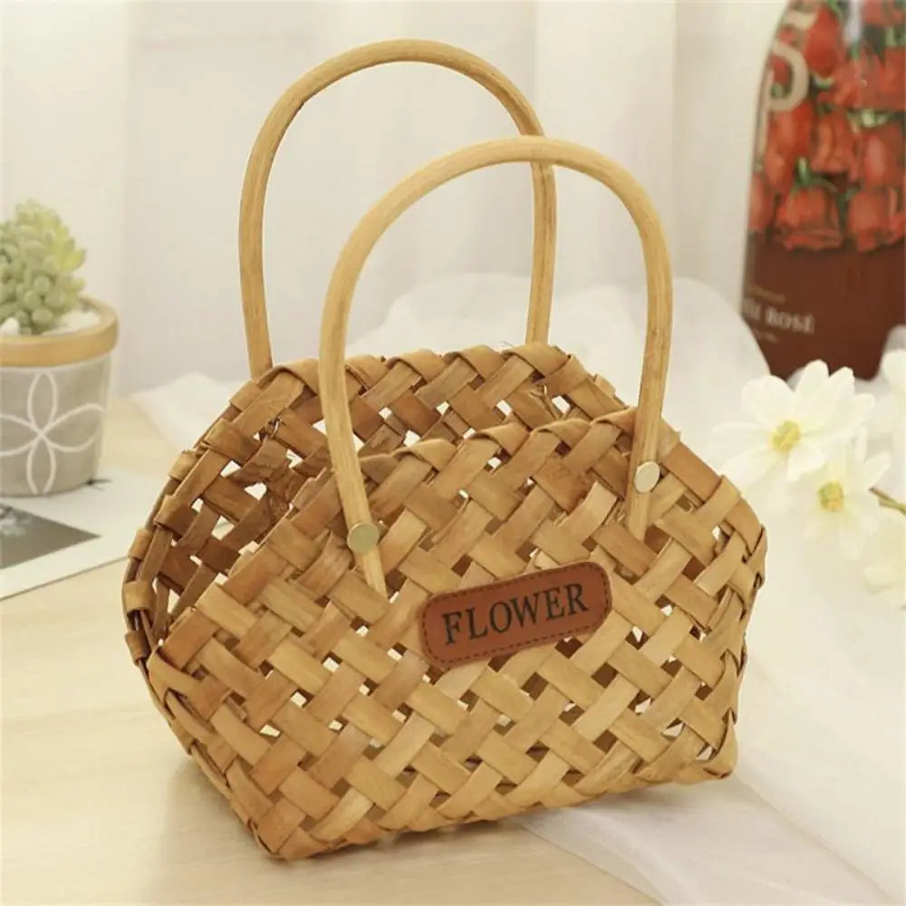 Portable Flower Basket Decorative Multifunctional Cachepot Wicker Or Bamboo 2023 Bamboo Basket Home Decor Girl Storage Basket