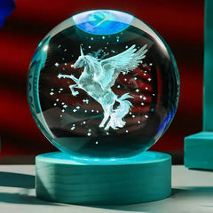 Crystal Ball with LED Office Decoration Sphere Stand Holder Laser Engraving Glass Ball Birthday Gift Souvenir
