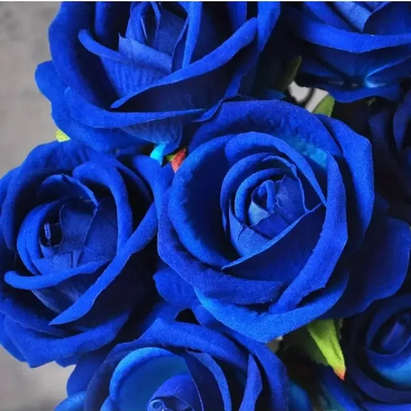 Beautiful 5pcs/lot Blue Artificial Rose Flowers Silk Long Branch Bouquet for Wedding Party Valentine's Day Decoration Bride Home