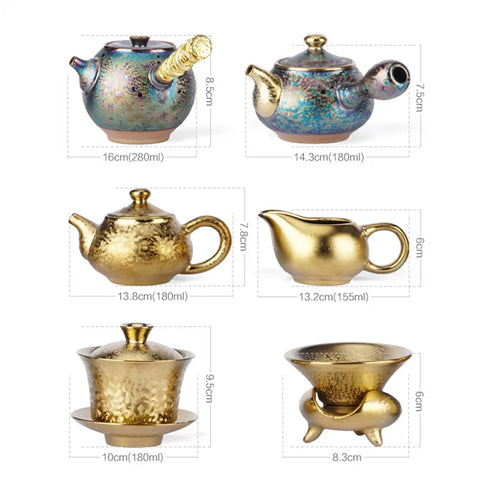 Wedding Gift 24k Gold-plated Tea Set Luxury Kung Fu Teaset High-end Bone China Teapot And Teacup Set Travel Tea Set Home Decor