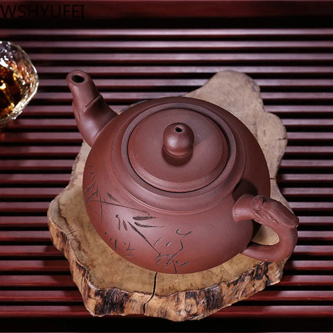 Chinese Yixing teapot purple clay tea pot handmade unique shape purple casserole household Dahongpao Tieguanyin tea set 450ml