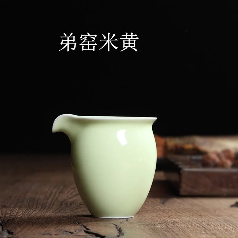 Chinese Longquan Celadon Ge and Di Kiln Glaze Handmade Fair Mug 190ml Cha Hai Teapot Points of Tea ware Kung Fu Tea Set