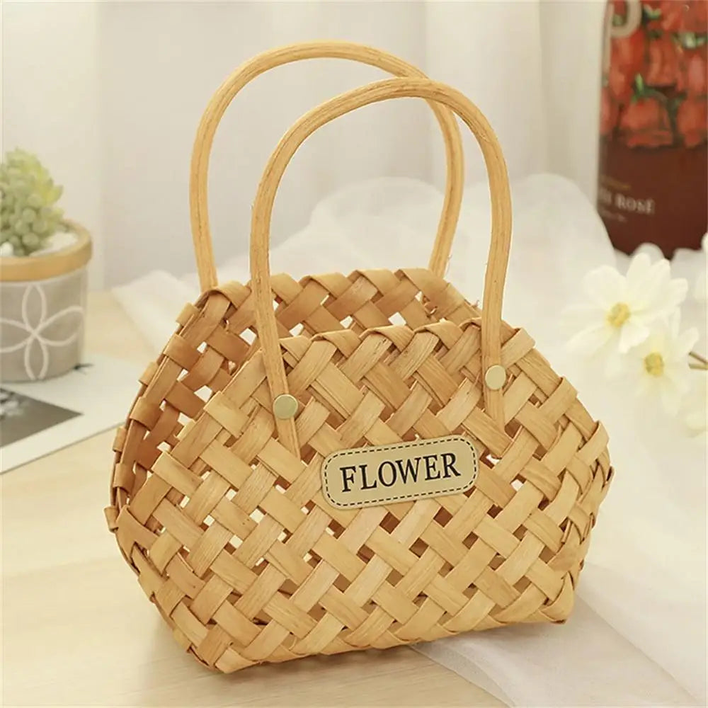Portable Flower Basket Decorative Multifunctional Cachepot Wicker Or Bamboo 2023 Bamboo Basket Home Decor Girl Storage Basket