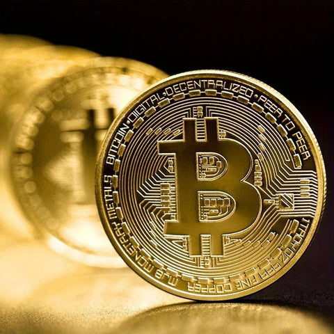 Gold Plated Bitcoin Coin Collectible Art Collection Gift