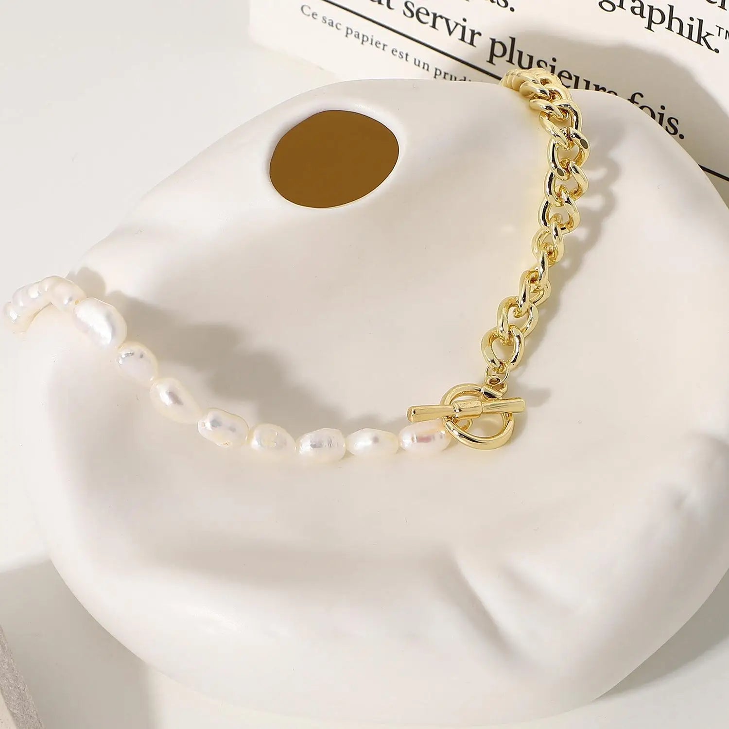 Original Jewelry Natural Baroque Freshwater Pearl 14K Gold Filled Female Asymmetry Chains Necklace For Women Birthday Gifts