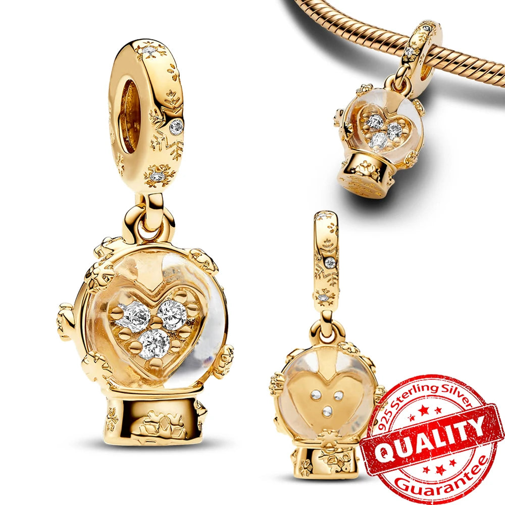 Christmas Series 925 Sterling Silver Gift Box Elk Crystal Ball Love Hot Air Balloon Charms Fit DIY Bracelet Necklace Holiday