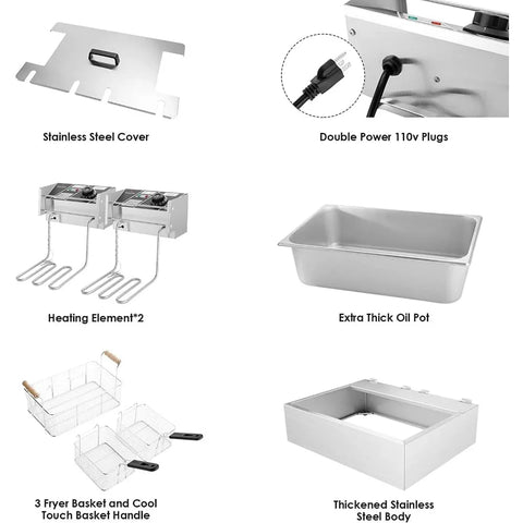 3400w Electric Turkey Fryer with Large Basket, 22L/23.25QT 1mm Thickened Stainless Steel Countertop with Temperature Limiter