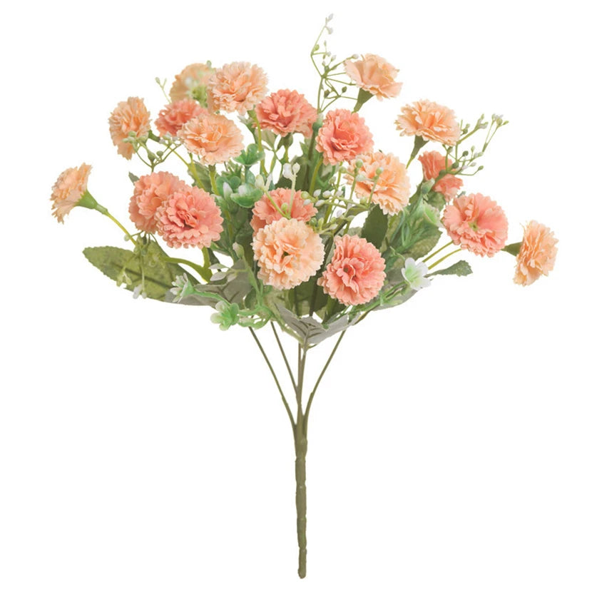 Artificial Flowers Wedding Bouquet Festival Decor Vases for Home Room Scrapbooking Diy Candy Box Silk Material Orange Hydrangea