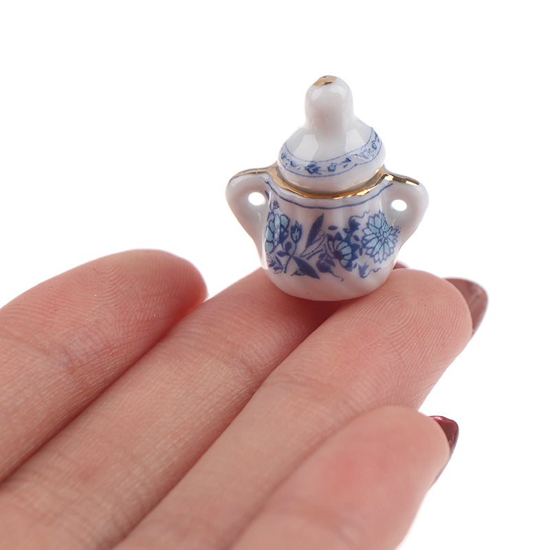 15Pcs 1:12 Dollhouse Miniature Tableware Porcelain Ceramic Tea Cup Set Model Kitchen Accessories For Doll House Decor Toys Gift