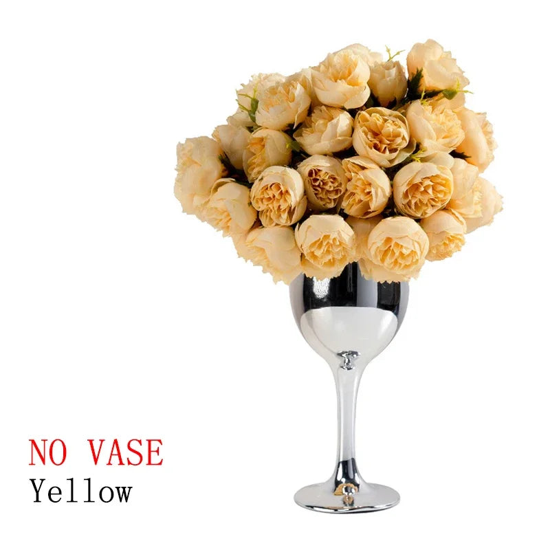 27Heads Peony Artificial Flowers for  Vase DIY Decor Bride Rose Bouquet Fake Flower Wedding Party Centerpieces Decoration Plants