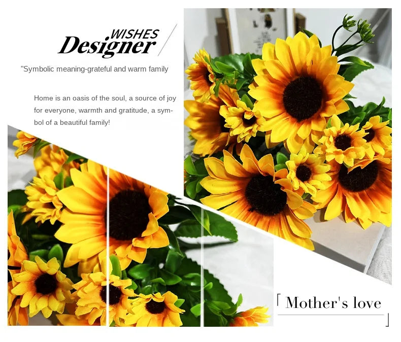Artificial Sunflower Bouquet Silk Sunflower Fake Flowers DIY Wedding Bouquet Decoration Arrangement Party Home Decor Gift