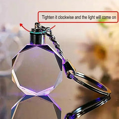 Crystal Keyring with LED Light inside Free Engrave any Design Crystal Blank Key Ring Custom Logo Family Photo DIY Birthday Gifts