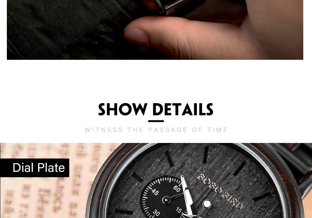 BOBO BIRD Wood Men Watch Relogio Masculino Top Brand Luxury Stylish Chronograph Military Watches Timepieces in Wooden Gift Box