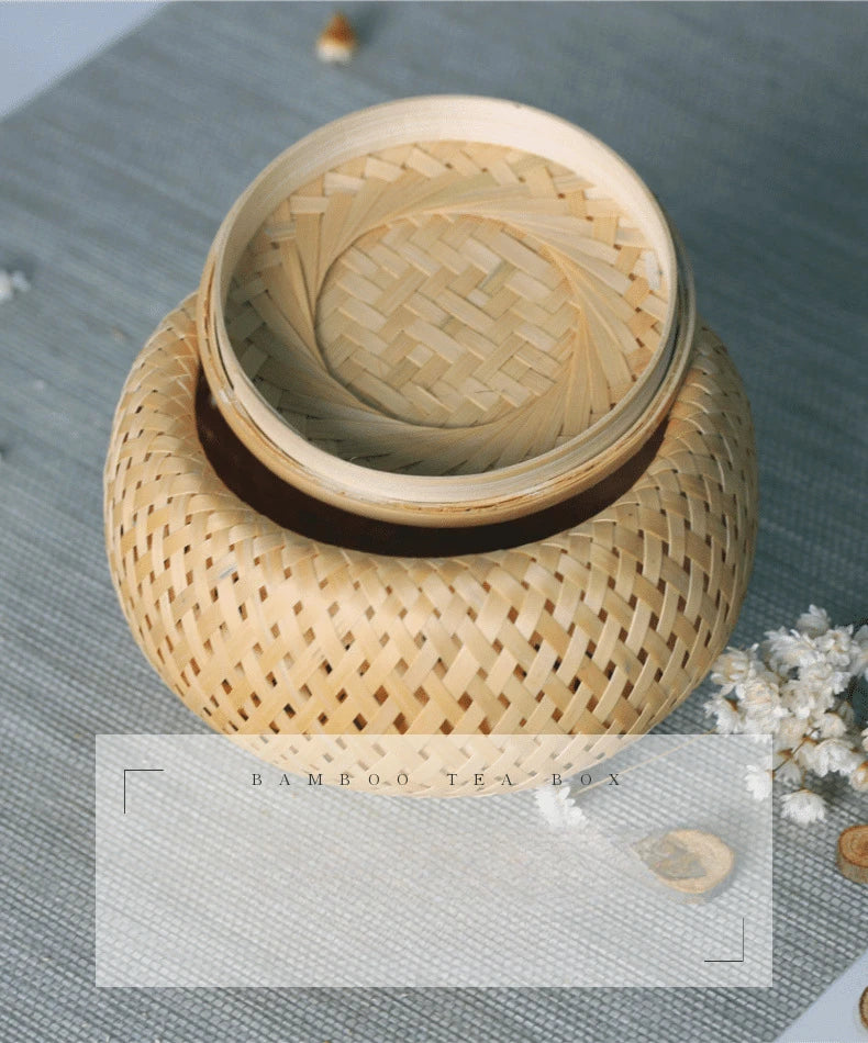 Bamboo woven small basket double-layer hollow small mini box bamboo woven packaging box,creative flower pot,bamboo woven tea jar
