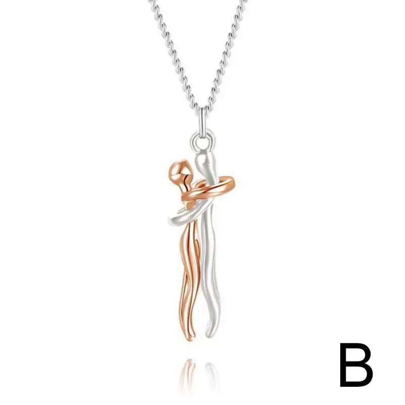 Couple's Two Color Necklace Personalized Fashion Lovers Together Forever Pendants Collarbone Chain Jewelry Gift