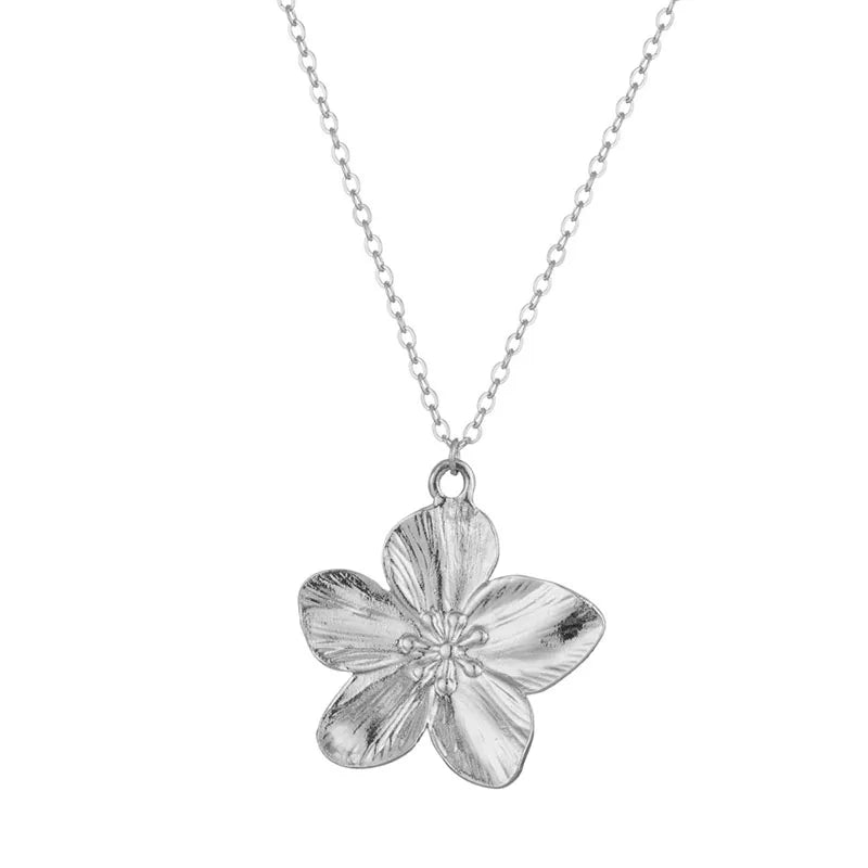 Gold Color Flower Shaped Earrings Necklace For Women Fashion Personality Flower Ring Bracelet Party Daily Jewelry