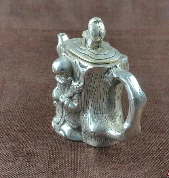 China collection archaize white copper god of longevity the teapot crafts statue